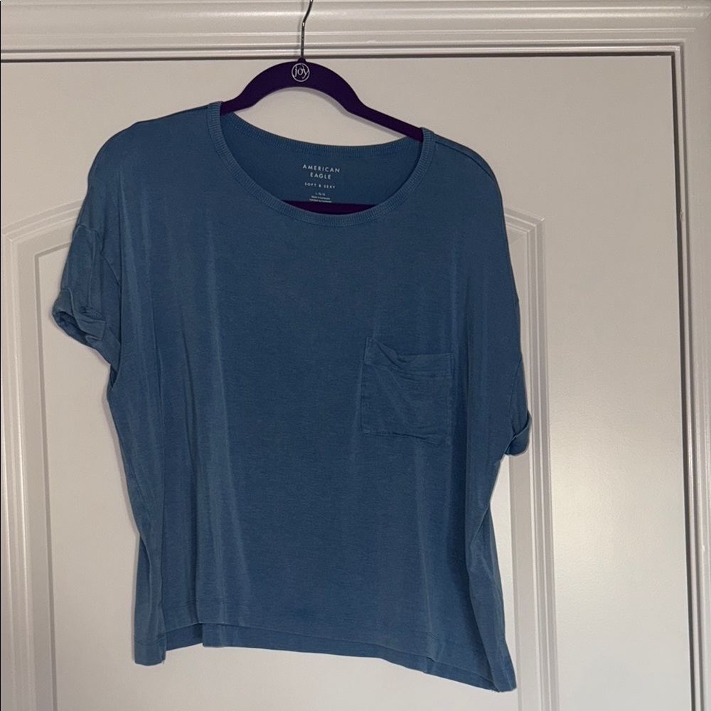 American Eagle Outfitters Gray Blue Relaxed Boxy T-Shirt